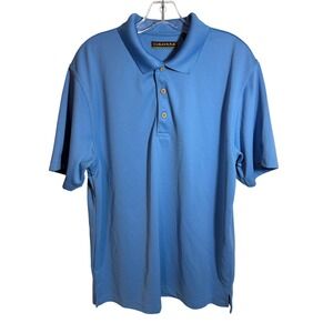 CUBAVERA Mens Blue Striped Performance‎ Polo Shirt L G Golf Casual